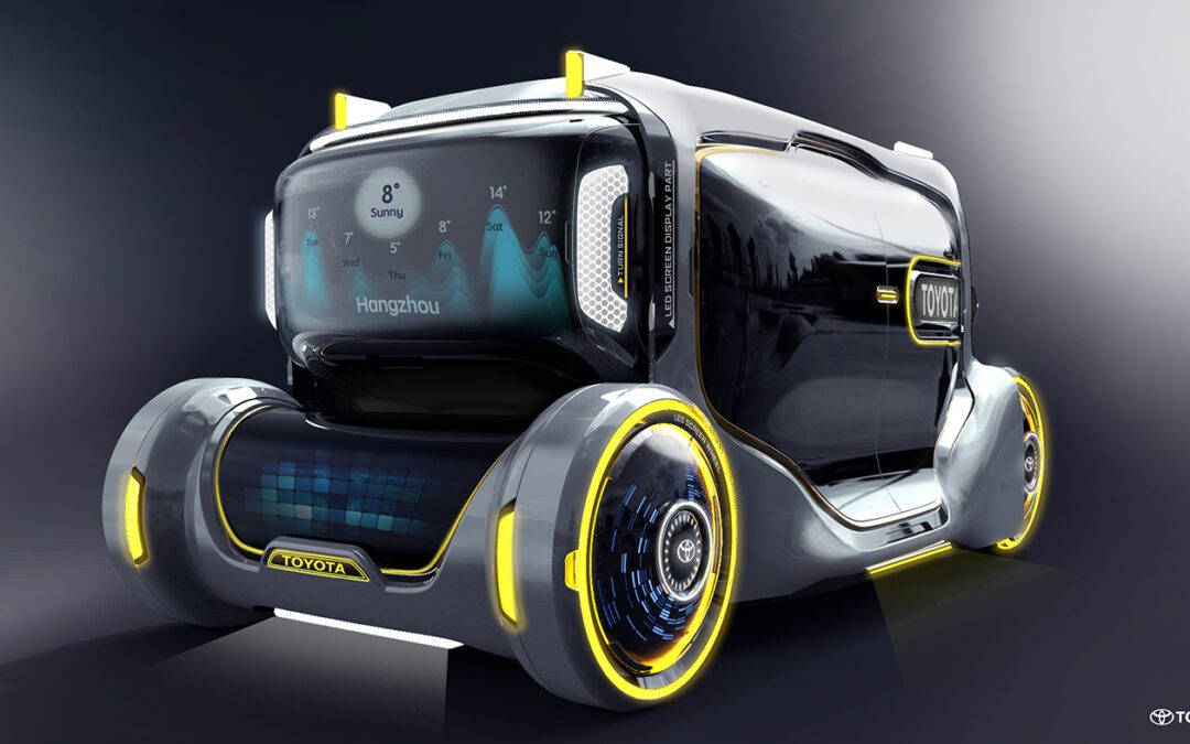 터치스크린으로 둘러싸인 미래의 자동차 컨셉